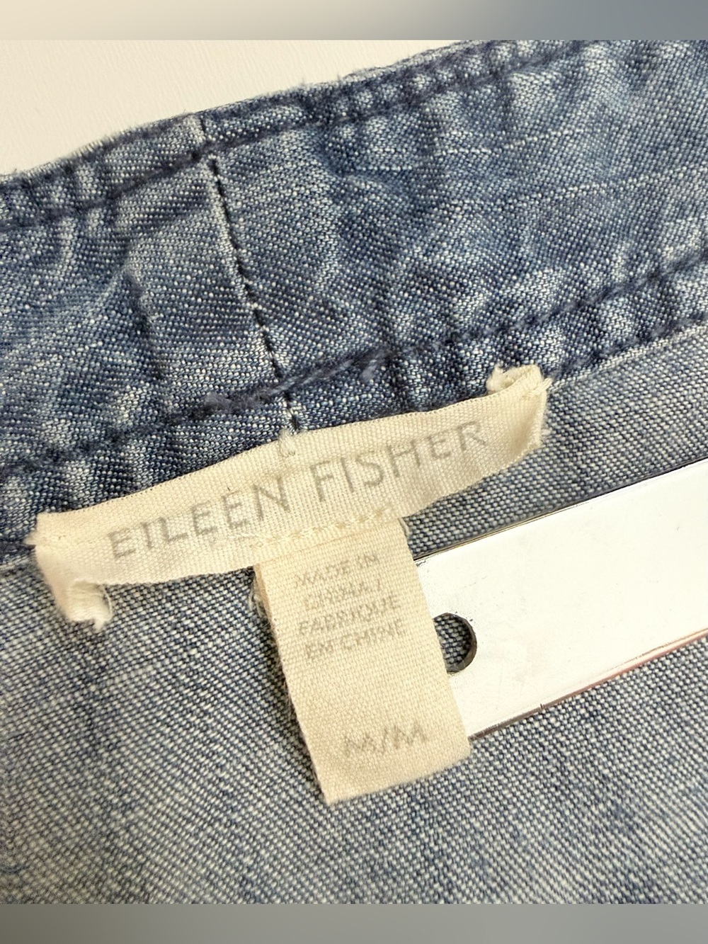$258 EILEEN FISHER Open Kimono Jacket M Tencel Colorblock Midnight Denim - Picture 9 of 13